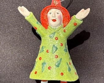 KRINKLES Patience Brewster JOYFUL ELF Christmas Ornament 4.75" Dept 56 -K1