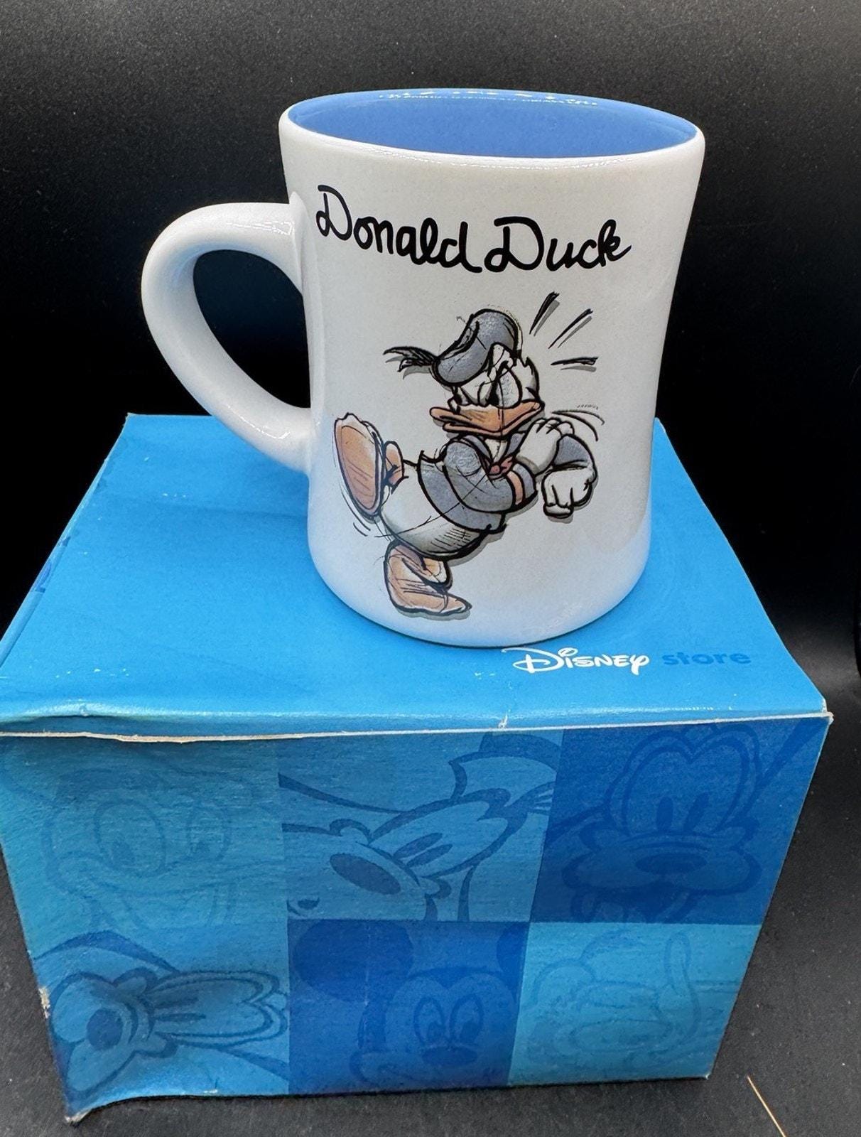 New 1990's Disney Store ANGRY DONALD DUCK Classic Sketch Coffee