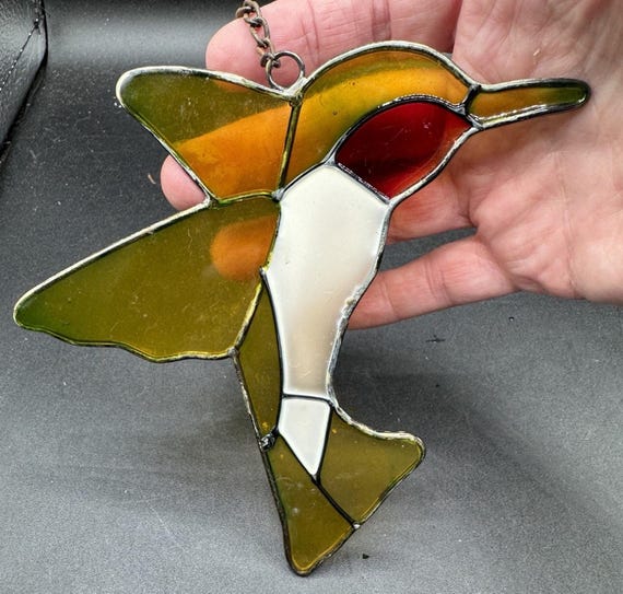 ヴィンテージステンドグラス NC ハミングバード窓用サンキャッチャー