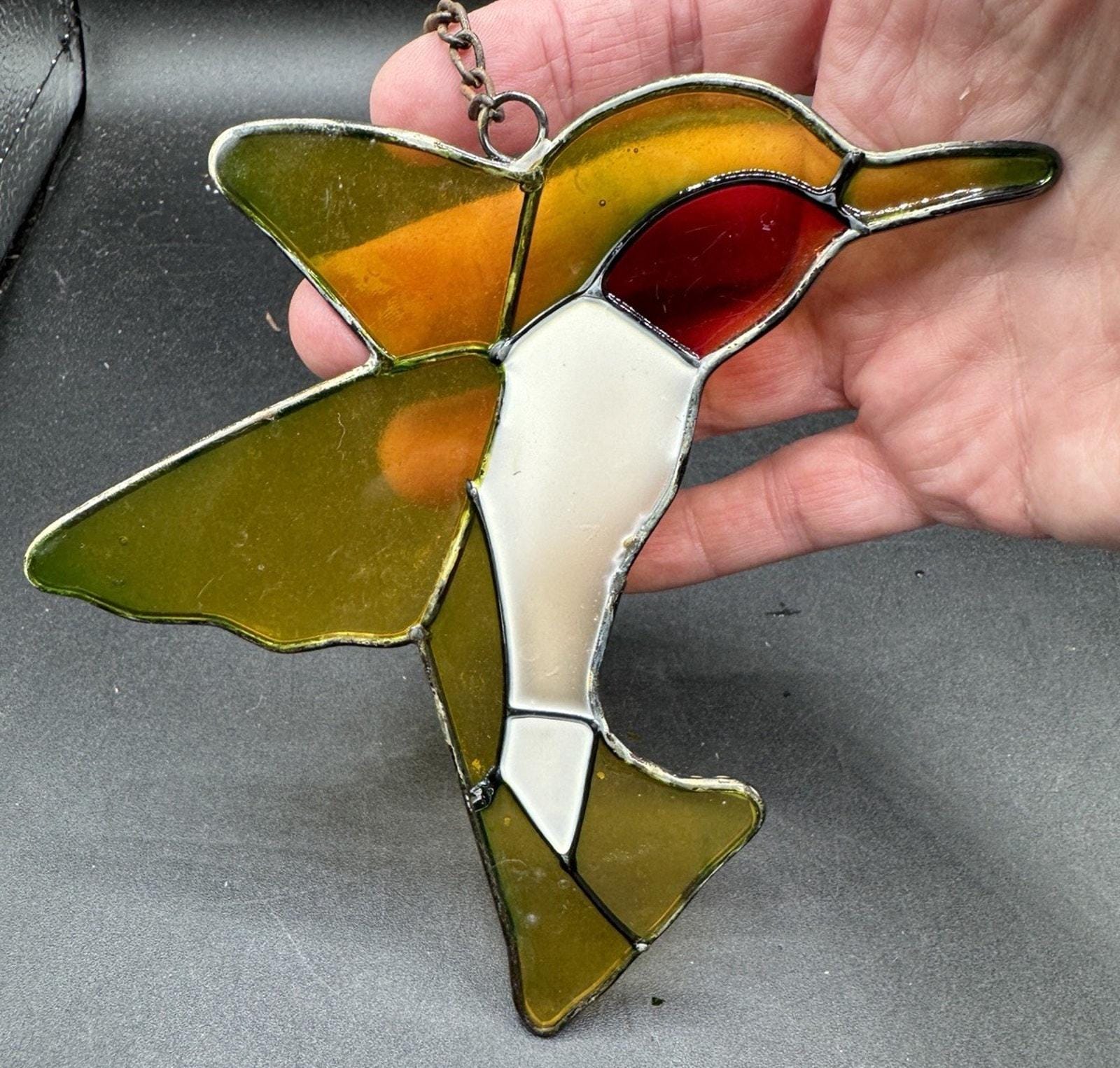 ヴィンテージステンドグラス NC ハミングバード窓用サンキャッチャー