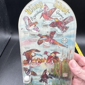 Rare Vtg 1950&#39;s Marx Toys Wing Shot Bagatelle Pinball Game 9&quot; x 5&quot; Works! TO11