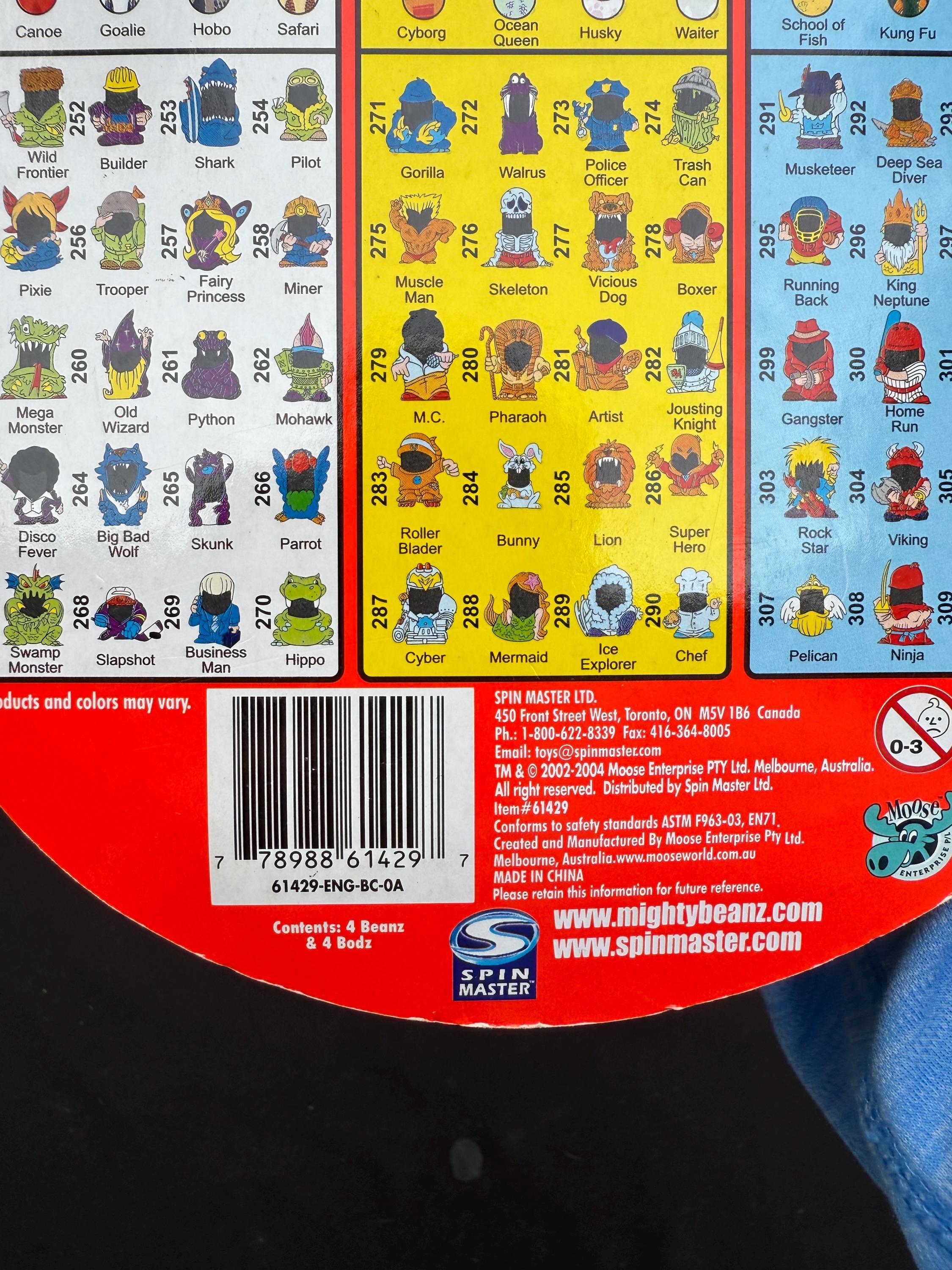 Rare Moose's Mighty Beanz Bodz Series-1 With 4 Beanz 4 Bodz Spin
