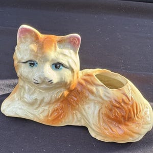 ヴィンテージ MCM プランター 休憩中の子猫 1950 年代/1960 年代 陶器フィギュア TO7