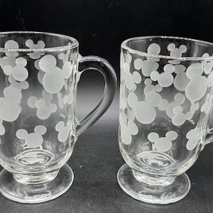 2 Vtg Disney Store Mrożone uszy Myszki Miki 5" kubek na cokole Libbey Glass NWT zdjęcie 1