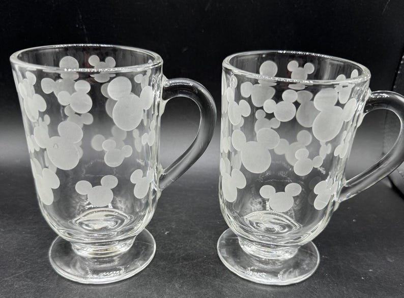 2 Vtg Disney Store Mrożone uszy Myszki Miki 5" kubek na cokole Libbey Glass NWT zdjęcie 1
