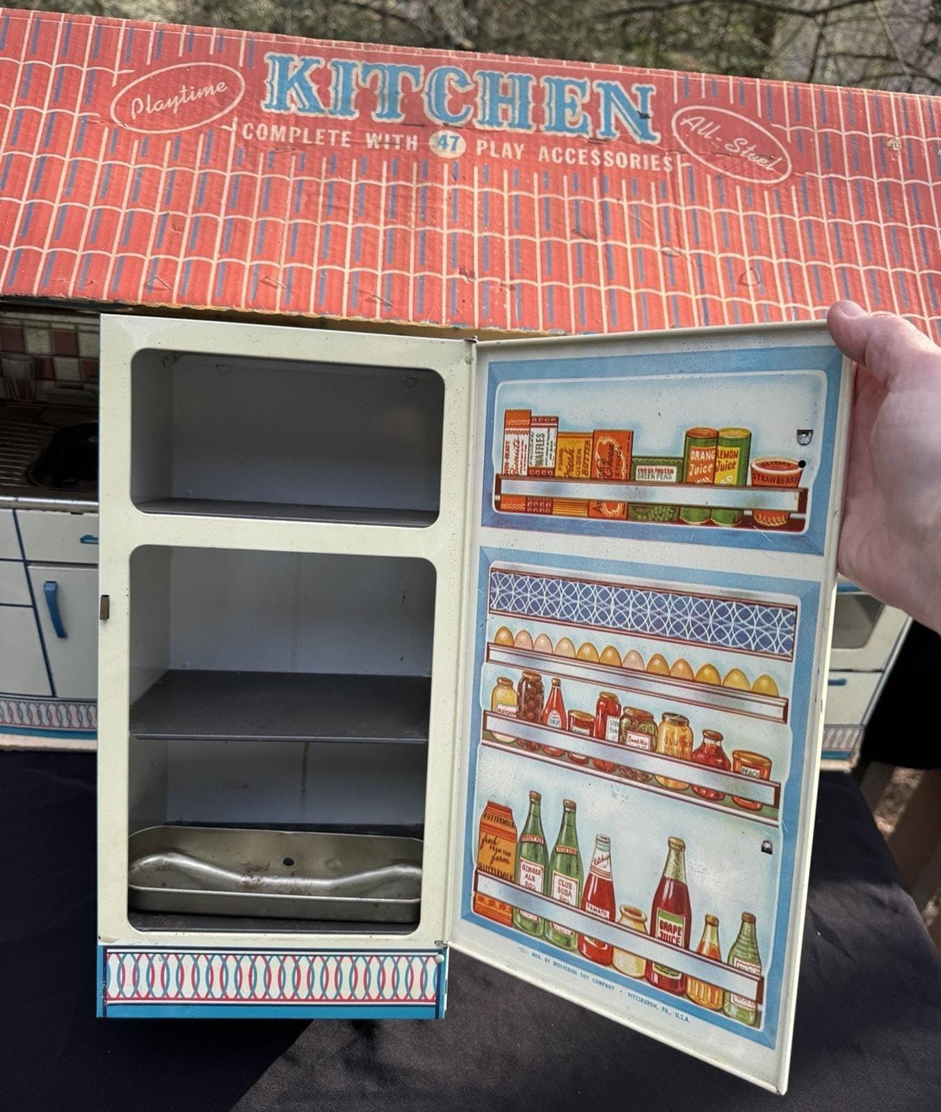 Vintage WOLVERINE Kitchen 3 Toy Play Set Refrigerator Stove Sink 