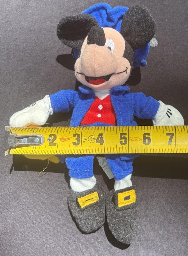 Vtg 1999 Disney Mickey Mouse As PAUL REVERE Americana America 9" pluche figuur afbeelding 6
