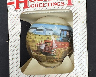 ニューホランドトラクター 2001 ガラス製クリスマスオーナメント