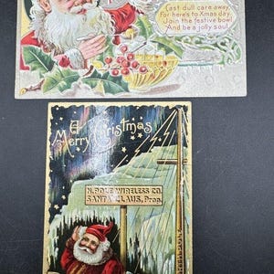 2 cartoline postali per le vacanze di Natale vittoriane del 1900 Colore INCREDIBILE! Germania