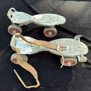 Metal Roller Skates Vintage 1950&#39;s Hustler #2 Speed King Shoe Roller Skates -6E