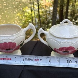 Vintage Three Piece Blue Ridge Southern Pottery Sugar Bowl W/ Lid Creamer S51 zdjęcie 3