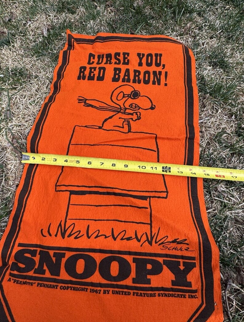 EUC! Vtg 1967 Snoopy Peanuts Felt Banner Pennant Flag Curse You Red ...