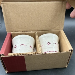 Juego de 2 portavelas Longaberger Pottery Woven TRADITIONS RED - ¡Completamente nuevos!