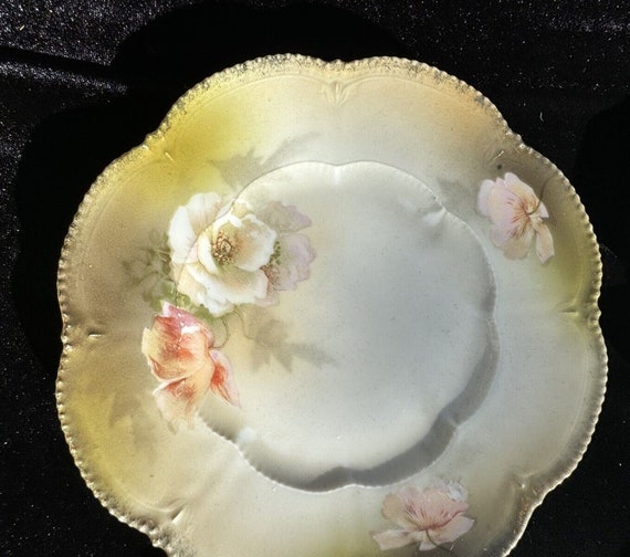 6 枚のゴージャスなアンティーク 1911 年ドイツ手描きグリーン ローズ