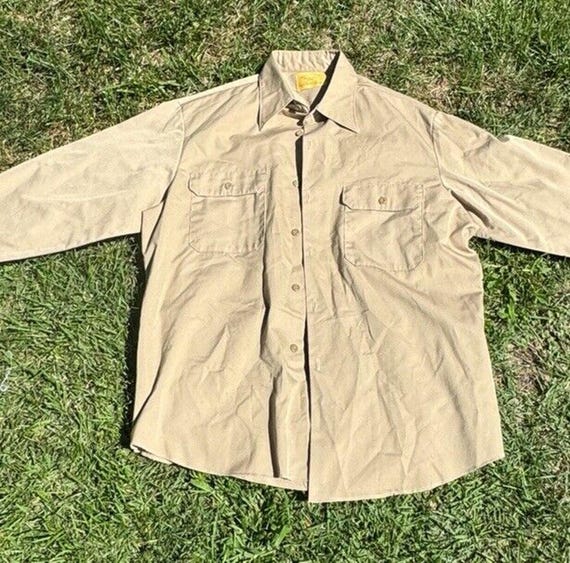Buy Vintage Men's Sears Perma-prest Khaki Button-up Work Shirt