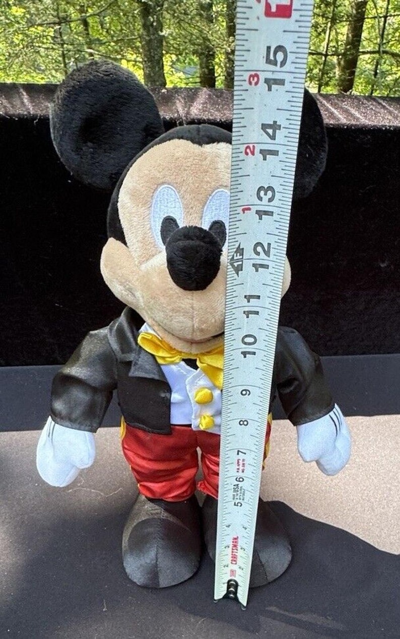 Vintage Disney Parks Mickey Mouse Plush In Black Suit Tuxedo 10" Mint! image 3