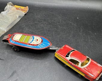 Vintage Ichiko Japan Tin Toy: 1961 Plymouth Ambulance Station