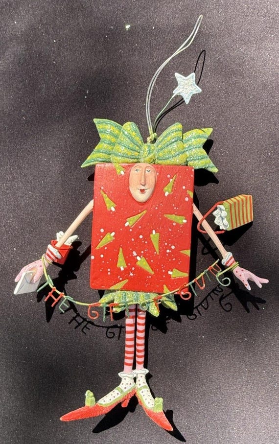 Dept 56 Krinkles 6” The Gift Of Giving Christmas Ornament Figural EUC HTF -K1