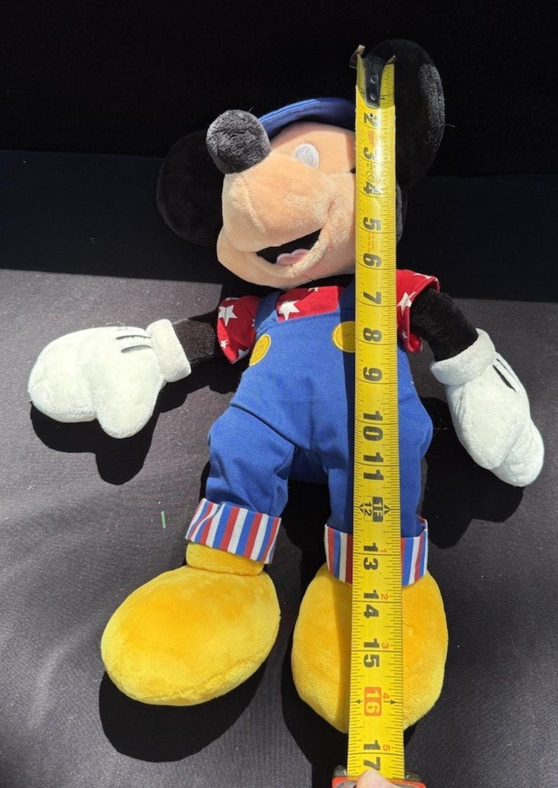 1990’s Disney Store Mickey Mouse July 4th Special Ed America Overalls 17" Plush image 8