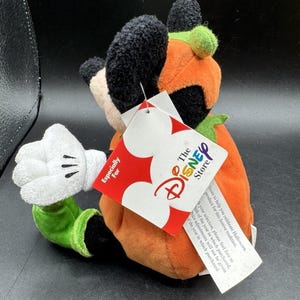 Figura de peluche de Mickey Mouse, Jack O'Lantern, calabaza de Halloween, DS1 de Disney Store imagen 5