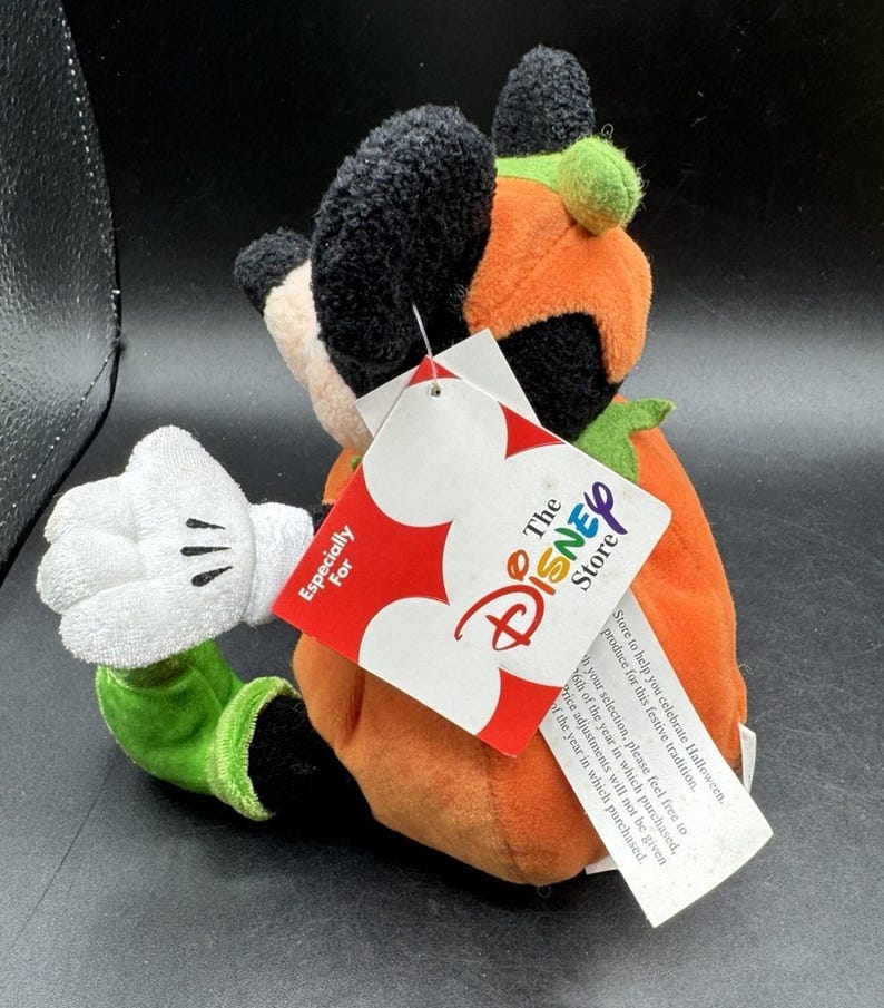 Figura de peluche de Mickey Mouse, Jack O'Lantern, calabaza de Halloween, DS1 de Disney Store imagen 5