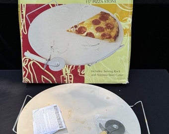 "Cooks Werkzeuge 15 ""Pizzastein-Set in Box Servierregal & Cutter verwendet."