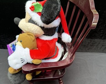 Vintage Gemmy Disney Animated Rockin Chair Santa Mickey Mouse