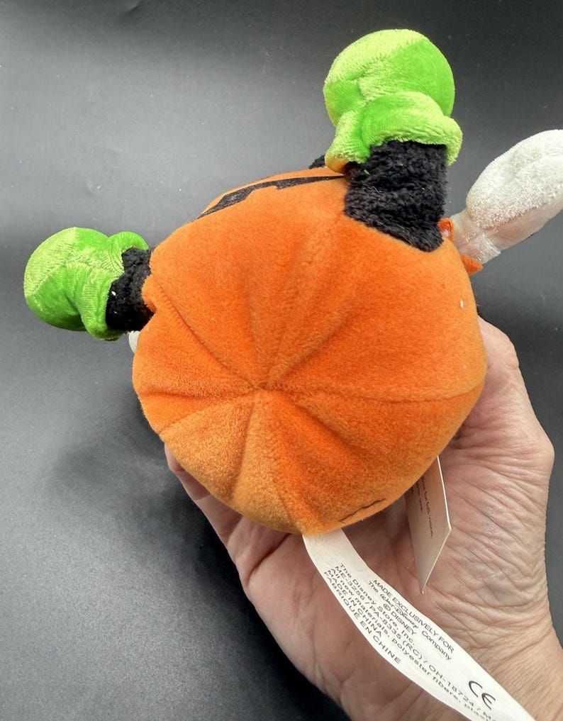 Disney Store Halloween Mickey Mouse Exclusive Bean Bag Plush Pumpkin Costume -43 image 5