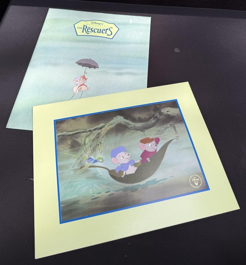 The Rescuers Disney Store THE RESCUERS Framed Disney Store Lithograph 1999 Commemorative Print ...