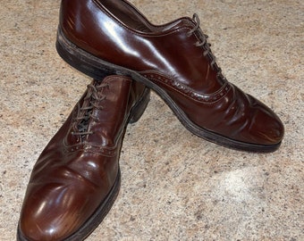 Mens Allen Edmonds Oxford Dress Shoes Red Leather Burgundy  display picture 2