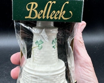 Belleek Ireland Bailey Lighthouse Bell ORNAMENT w/ Shamrocks MIB! -15D