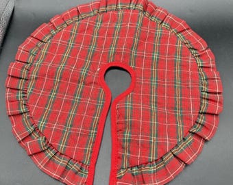 Vintage 1990 Hallmark Reversible Miniatur karierter Baum Rock Rüschenkante -LO21