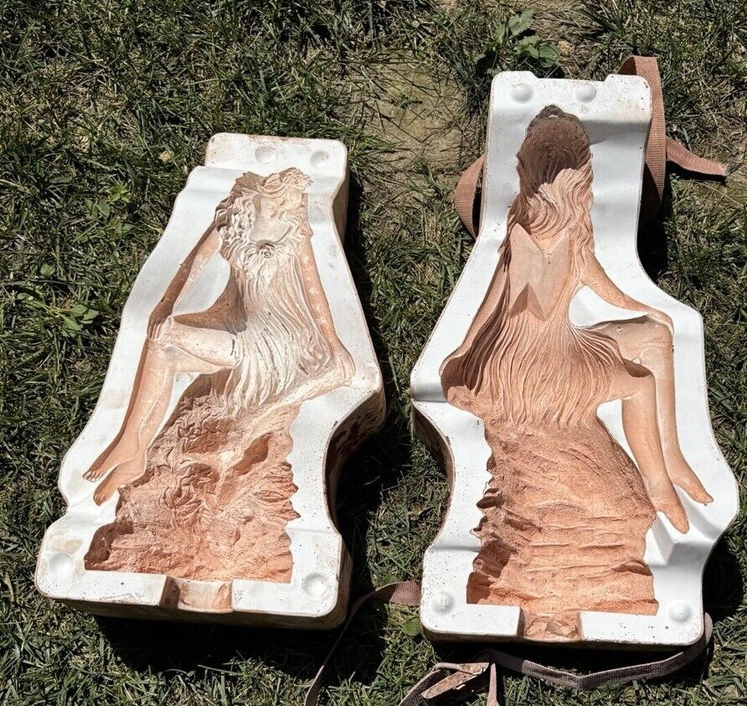 Rare Scioto 1988 Ceramic Slip Mold Large Guardian Fairy With Roses Huge