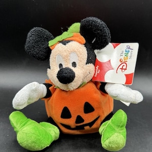 Figura de peluche de Mickey Mouse, Jack O'Lantern, calabaza de Halloween, DS1 de Disney Store imagen 1