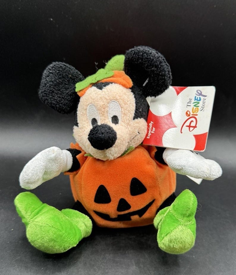 Figura de peluche de Mickey Mouse, Jack O'Lantern, calabaza de Halloween, DS1 de Disney Store imagen 1