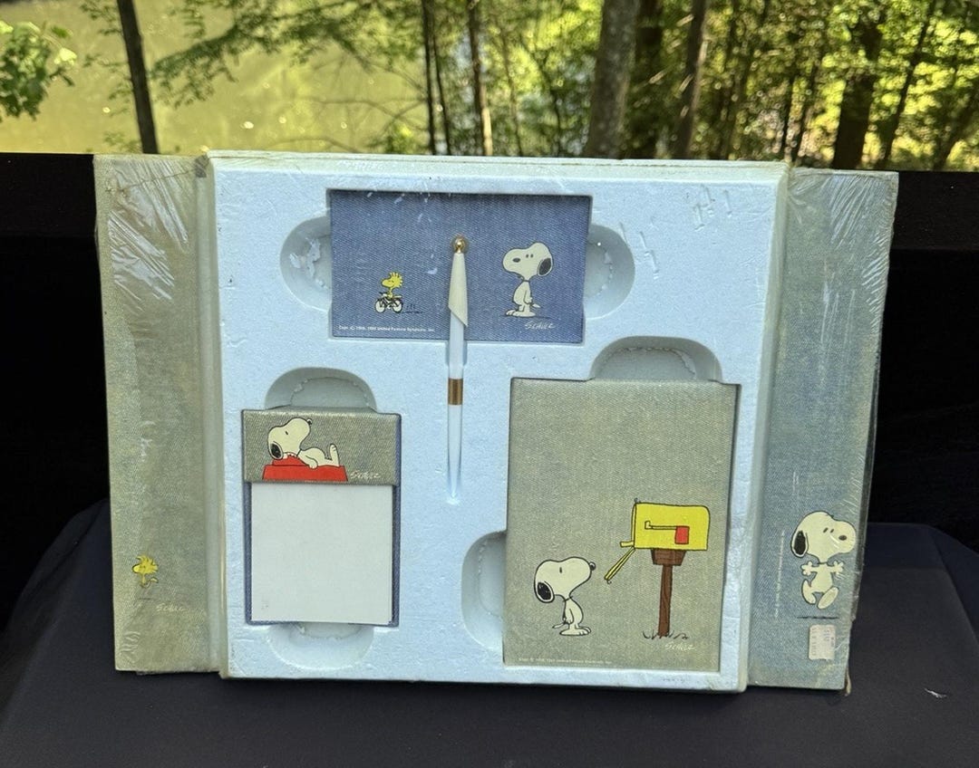 Vintage Snoopy & Woodstock Office Desk Set Complete Original Packaging ...