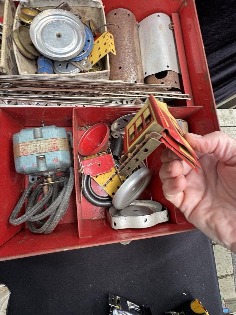 Rare 1949 #12 1/2 AC Gilbert Erector Set 2 Level Metal Case Loaded With ...