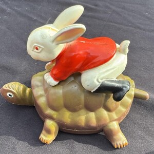 Rare 1960s Vtg Hare & Tortoise Rabbit Turtle Friction Toy Hong