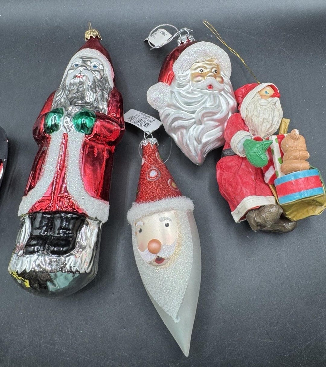 4 VINTAGE Blown Glass Santa Christmas Ornaments NWT Martha Stewart ...