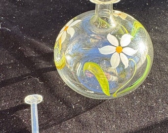 Vintage Estate Hand Painted Floral Glass Apothecary Decanter