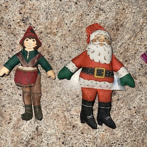 Menta! Carte Hallmark Babbo Natale e batterista Bambola di Natale degli anni '80 Stoffa -ii