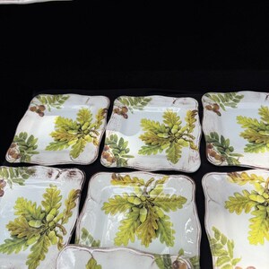 10 Sur La Table Acorn & Fig 9.5" Salad Plates made in Italy Fall Theme Mint! image 18