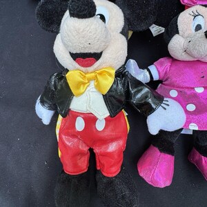 4 Disney Mickey & Minnie Mouse Bowtie Tails Plush Stuffed Animals Red and Pink image 3