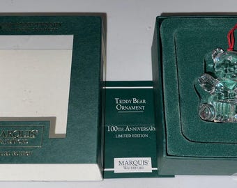 Waterford Crystal 100th Anniversary Teddy Bear Ornament Marquis Germany NIB S1O