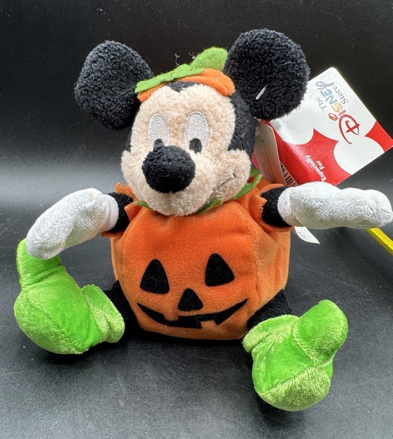 Figura de peluche de Mickey Mouse, Jack O'Lantern, calabaza de Halloween, DS1 de Disney Store imagen 2