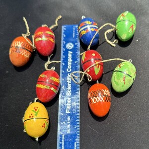 9 Vintage Germany Easter Egg Wooden Hand Painted Vintage Ornaments 5Y image 4