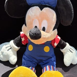 1990’s Disney Store Mickey Mouse July 4th Special Ed America Overalls 17" Plush image 10