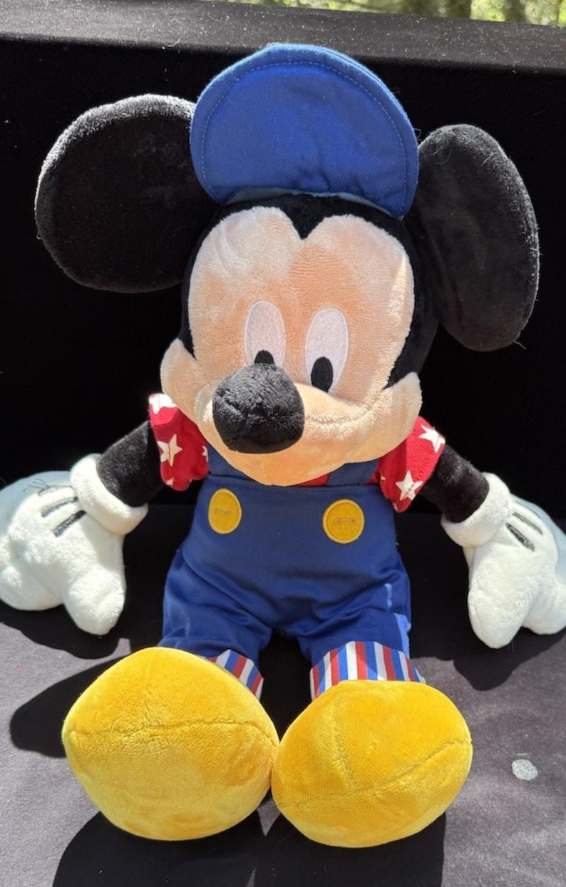1990’s Disney Store Mickey Mouse July 4th Special Ed America Overalls 17" Plush image 10