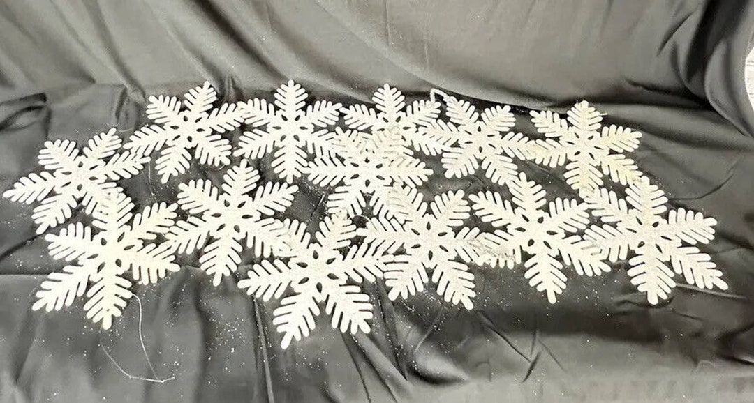 12 Large 8 Inch White Glitter Snowflakes Christmas Ornaments Large Tree ...