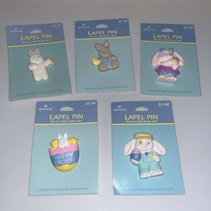 HALLMARK Vintage Easter Lote de 5 pines de solapa con respaldo de cartón original 3P1